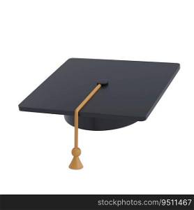Graduation university or college black cap 3d realistic illustration isolated with clipping path. Element for degree ceremony and educational programs design.. Graduation university or college black cap 3d icon education realistic illustration isolated with clipping path. Element for degree ceremony and educational programs design