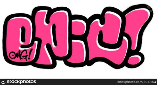 graffiti epic word sprayed in black and pink over white