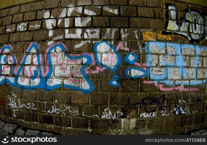 Graffiti on brick wall, Holland