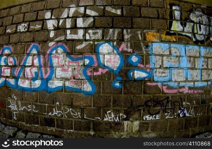 Graffiti on brick wall, Holland