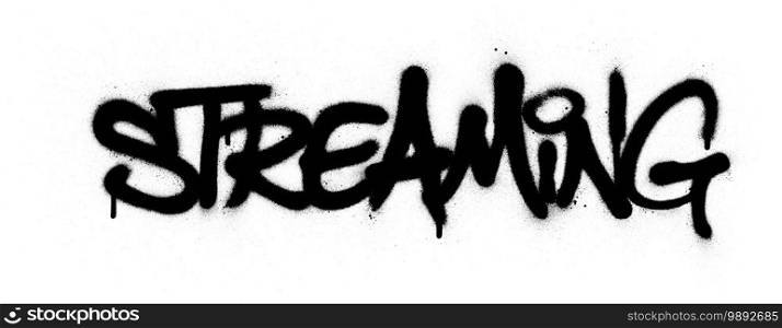 graffiti streaming word sprayed in black over white