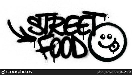 graffiti street food text with icon sprayed over white