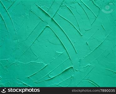 Grain green paint concrete wall grunge background or texture