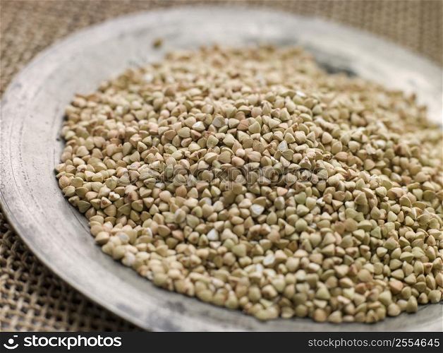 Grains of Quinoa on a Pewter Plate