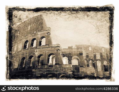 Grainy and gritty image of Colosseum, Rome, Italy.