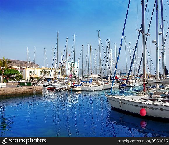 Gran canaria Puerto de Mogan marina boats in Canary Islands