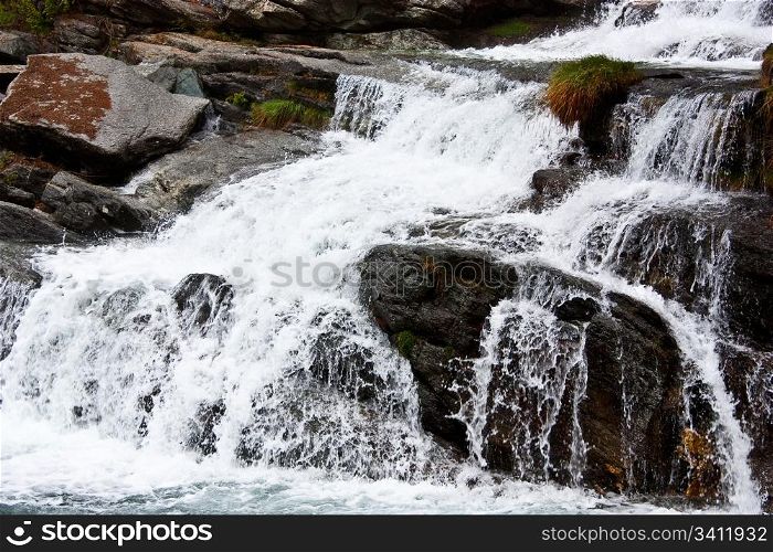 Gran Paradiso Park, Italy. Beautiful alpine waterfalls close to Cogne town.