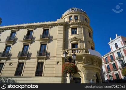 Granada Puerta Real facades in Spain at Andalusia Royal door square