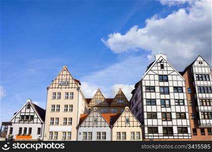 Granaries and traditional residential houses historic architecture in Gdansk (Danzig), Poland