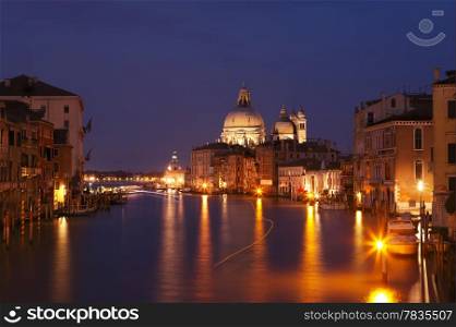 Grand canal after sunset, Venice, Italy