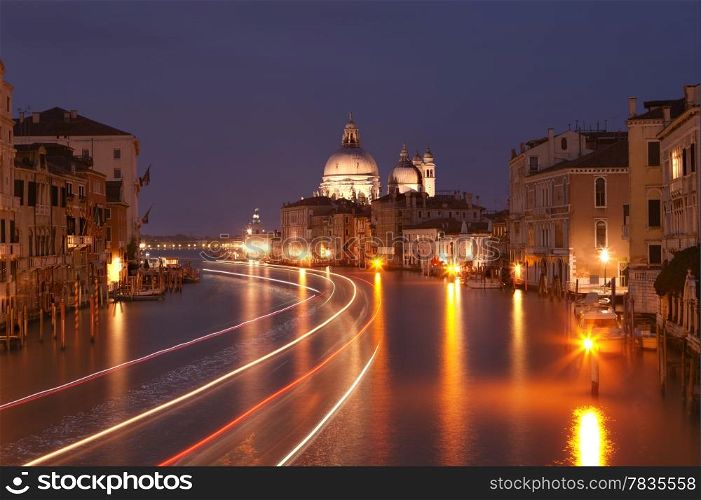 Grand canal after sunset, Venice, Italy