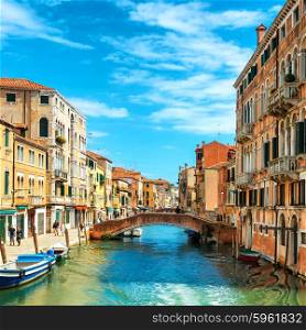 Grand Canal and Basilica Santa Maria della Salute in sunny day. Venice, Italy