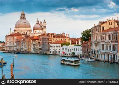 Grand Canal and Basilica Santa Maria della Salute in sunny day. Venice, Italy. Sunny day