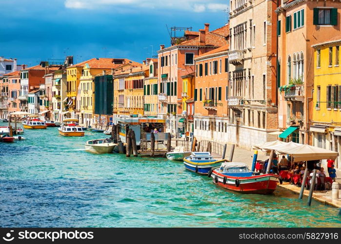 Grand Canal and Basilica Santa Maria della Salute in sunny day. Venice, Italy. Sunny day