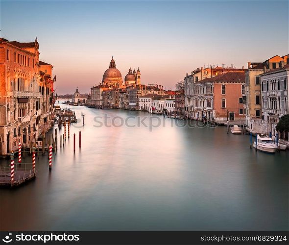 Grand Canal and Santa Maria della Salute Church from Accademia Bridge Venice, Italy