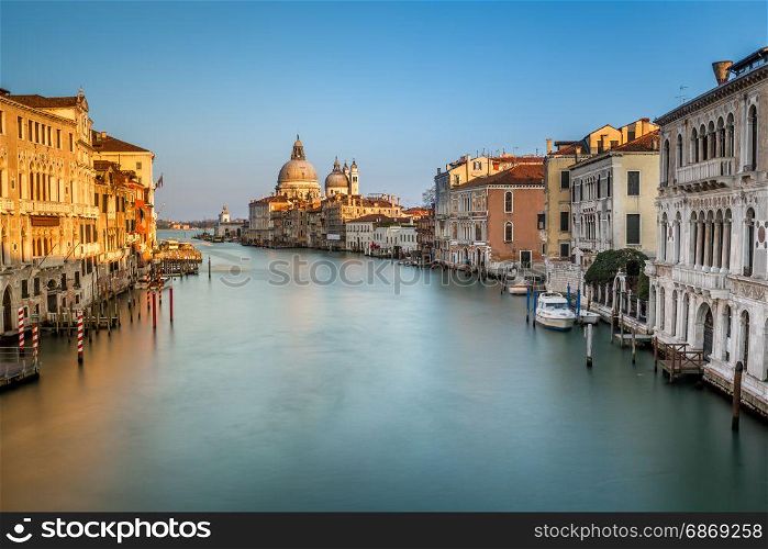 Grand Canal and Santa Maria della Salute Church from Accademia Bridge Venice, Italy