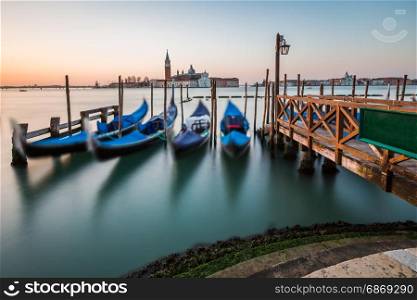 Grand Canal Embankment and San Giorgio Maggiore Church at Dawn, Venice, Italy