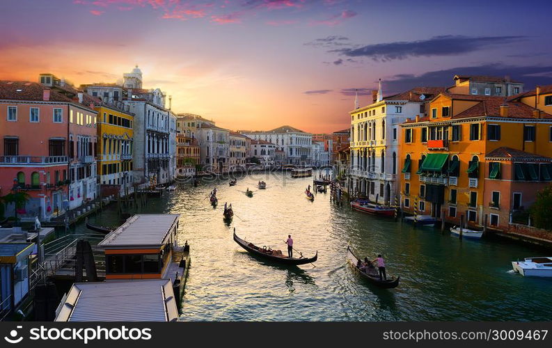 Grand Canal in Venice at the sunset, Italy