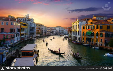 Grand Canal in Venice at the sunset, Italy