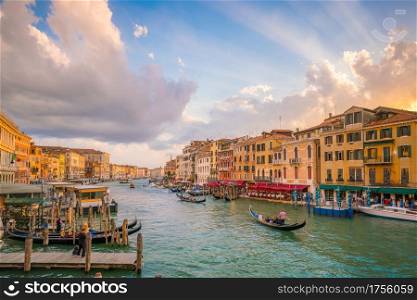Grand Canal in Venice, Italy at twilight