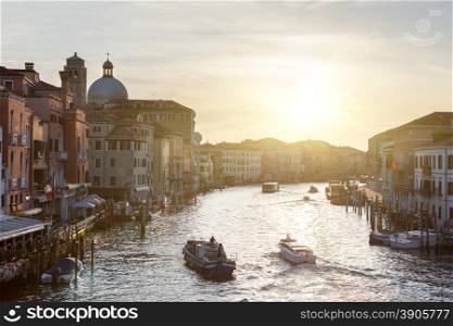 Grand canal in Venice, Italy on the sunrise