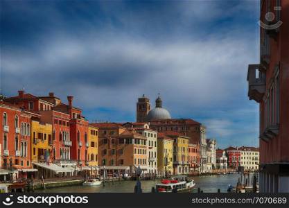 grand canal venice cityscape with boats