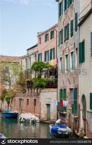 Grand Canal. Venice. Italy. Beautiful classical Venitian buildings over Grand Canal in Venice.. Venice canal scene in Italy