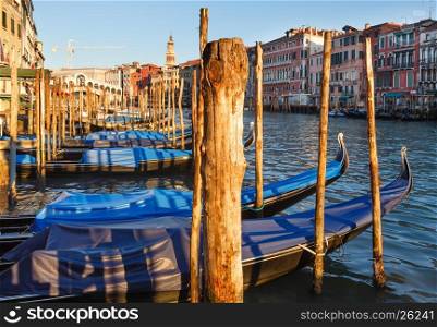 Grand Canal with gondolas, Venice, Italy. All peoples unrecognizable.