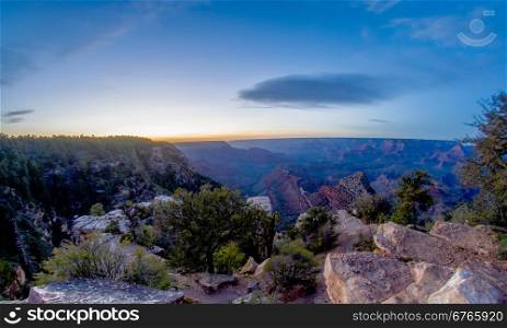 grand canyon under moon and star light