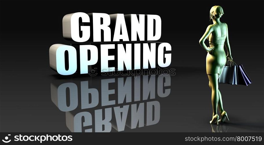 Grand Opening as a Concept with Lady Holding Shopping Bags. Grand Opening