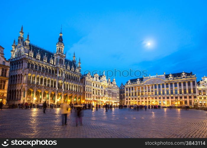 Grand Place Brussels, Belgium at dusk.