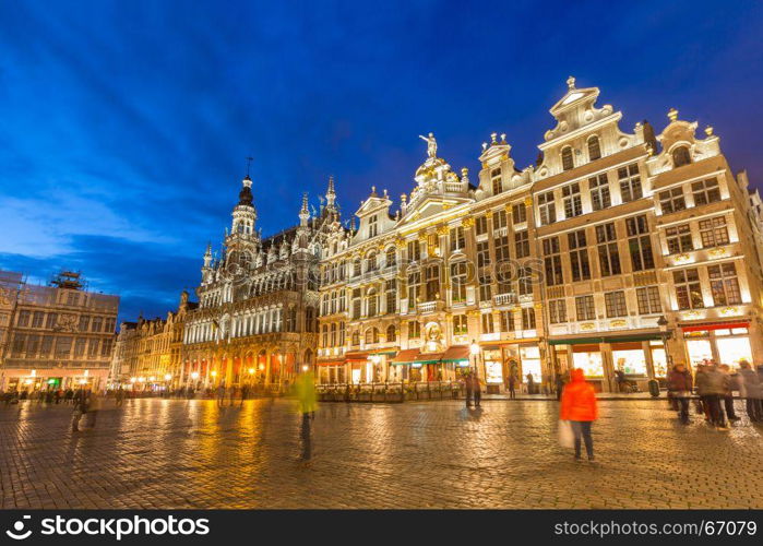 Grand Place in Brussels Belgium suset twilight.