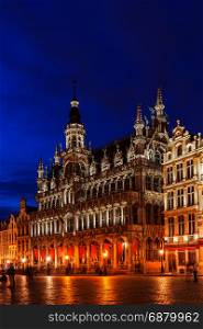 Grand Place in Brussels Belgium suset twilight.