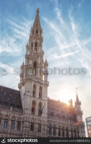 Grand Place on sunset in Brussels, Belgium