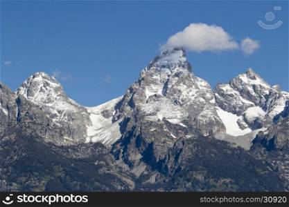 Grand Teton, Mount Owen and glaciers in the valleys of the Grand