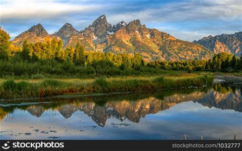 grand teton national park and mountain reflections