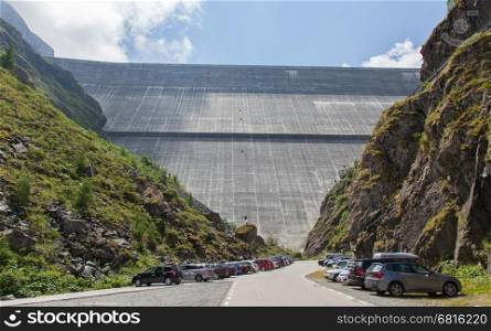 GRANDE DIXENCE, SWITSERLAND - July 20, 2015. The Grande Dixence is the highest gravity dam in the world (285m) on July 20, 2015