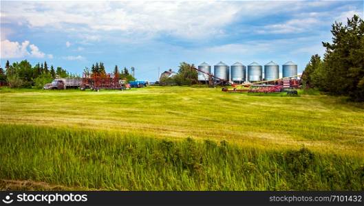 Grande Prairie Alberta Canada on June 21, 2018. Farm in Grande Prairie. Grande Prairie Alberta Canada Agricultural holding
