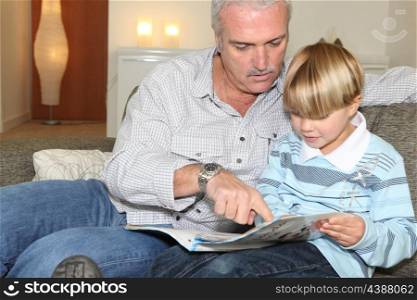 Grandfather reading a story