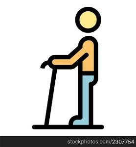 Grandfather walking stick icon. Outline grandfather walking stick vector icon color flat isolated. Grandfather walking stick icon color outline vector