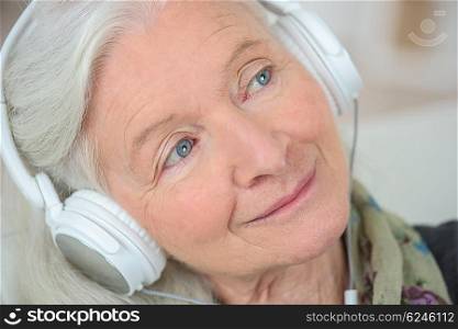 Grandma listening to music