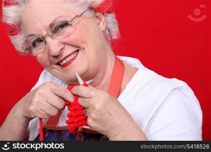 Grandmother knitting