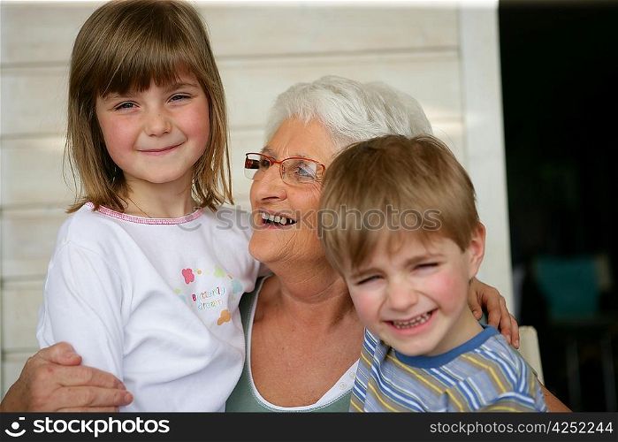 Grandmother looking after grandchildren
