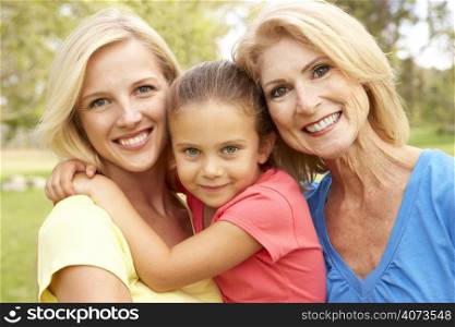 Grandmother With Mother And Daughter In Park