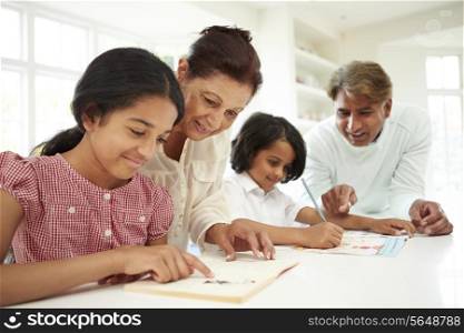 Grandparents Helping Children With Homework
