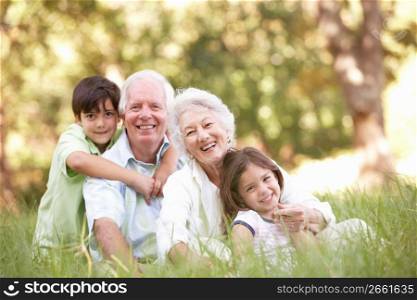 Grandparents In Park With Grandchildren
