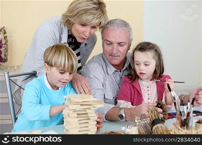 Grandparents spending time with their grandchildren