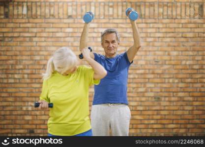 grandparents working out gym