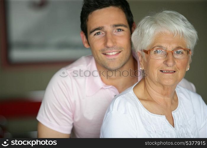 Grandson visiting grandmother