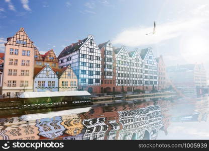 Granery Island in Gdansk, beautiful sunny day in Poland.. Granery Island in Gdansk, beautiful sunny day, Poland